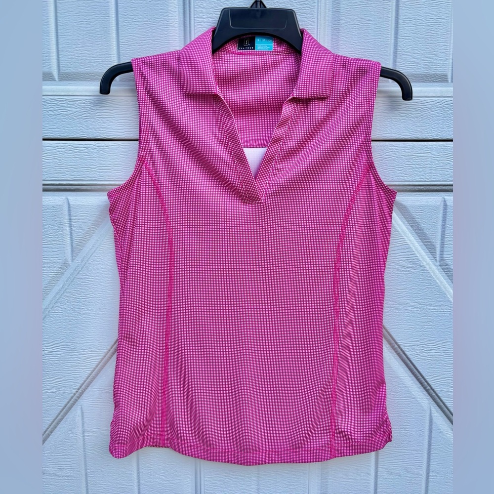 PGA Tour Women’s Golf Polo Small Pink Gingham Sleeveless Performance